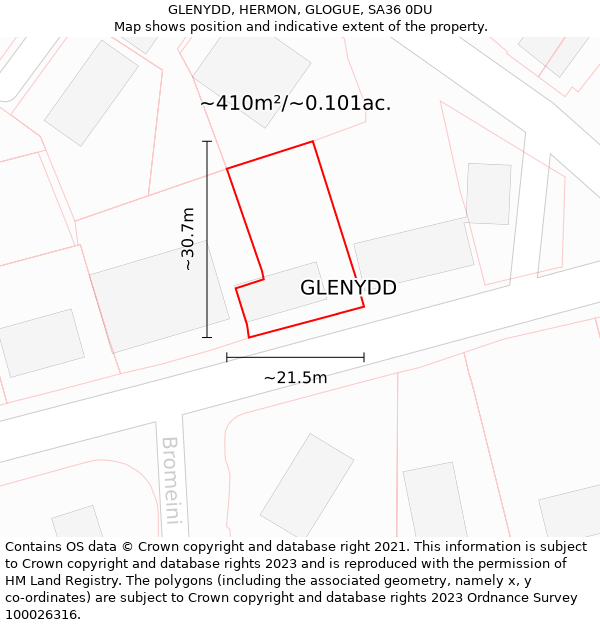 GLENYDD, HERMON, GLOGUE, SA36 0DU: Plot and title map