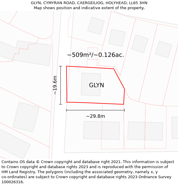 GLYN, CYMYRAN ROAD, CAERGEILIOG, HOLYHEAD, LL65 3HN: Plot and title map