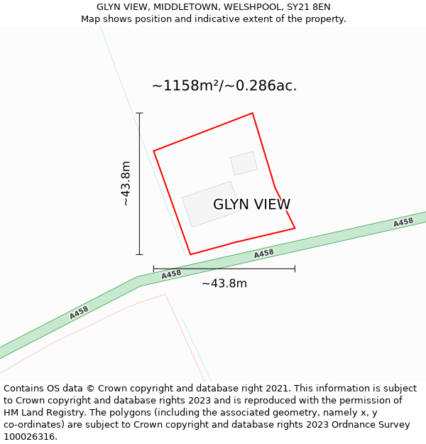 GLYN VIEW, MIDDLETOWN, WELSHPOOL, SY21 8EN: Plot and title map