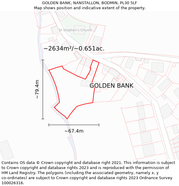 GOLDEN BANK, NANSTALLON, BODMIN, PL30 5LF: Plot and title map