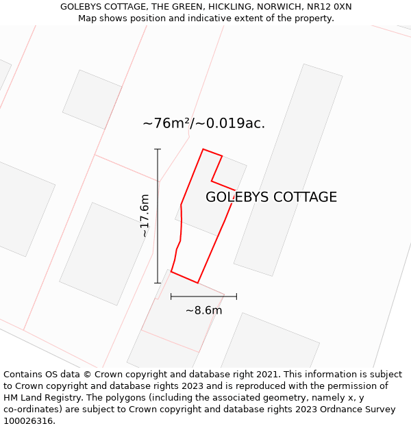 GOLEBYS COTTAGE, THE GREEN, HICKLING, NORWICH, NR12 0XN: Plot and title map