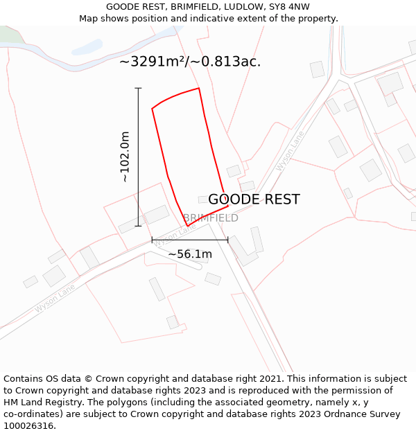 GOODE REST, BRIMFIELD, LUDLOW, SY8 4NW: Plot and title map