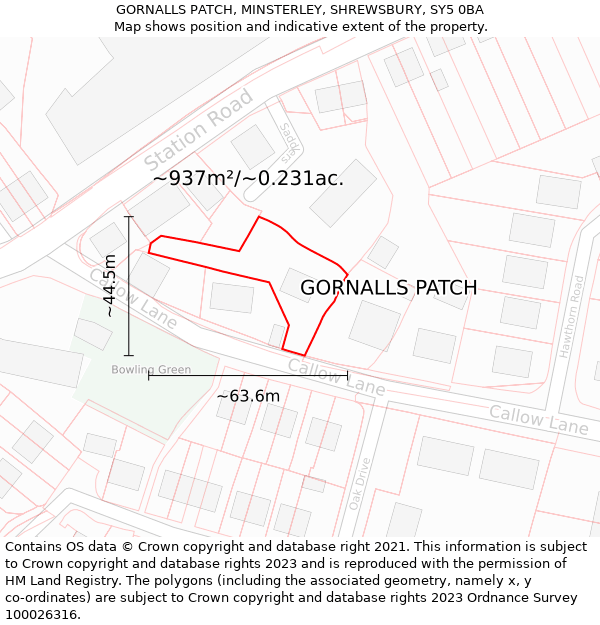 GORNALLS PATCH, MINSTERLEY, SHREWSBURY, SY5 0BA: Plot and title map