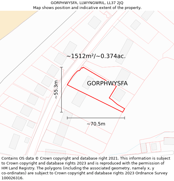 GORPHWYSFA, LLWYNGWRIL, LL37 2JQ: Plot and title map