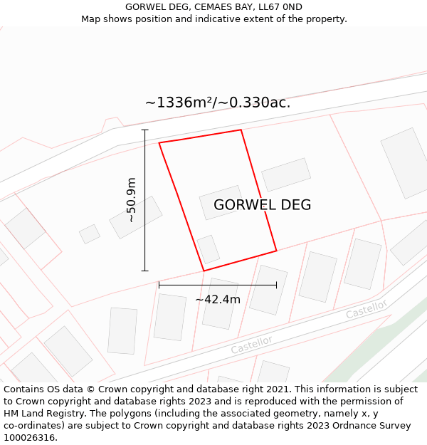 GORWEL DEG, CEMAES BAY, LL67 0ND: Plot and title map