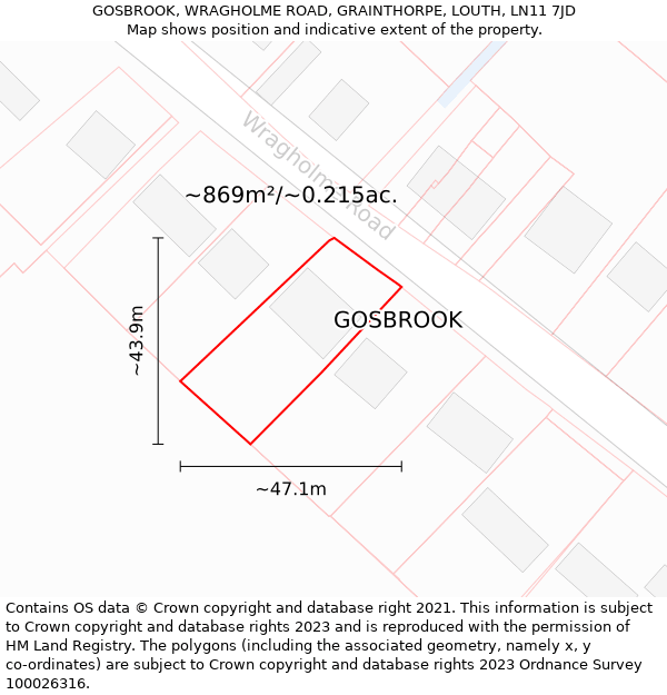 GOSBROOK, WRAGHOLME ROAD, GRAINTHORPE, LOUTH, LN11 7JD: Plot and title map