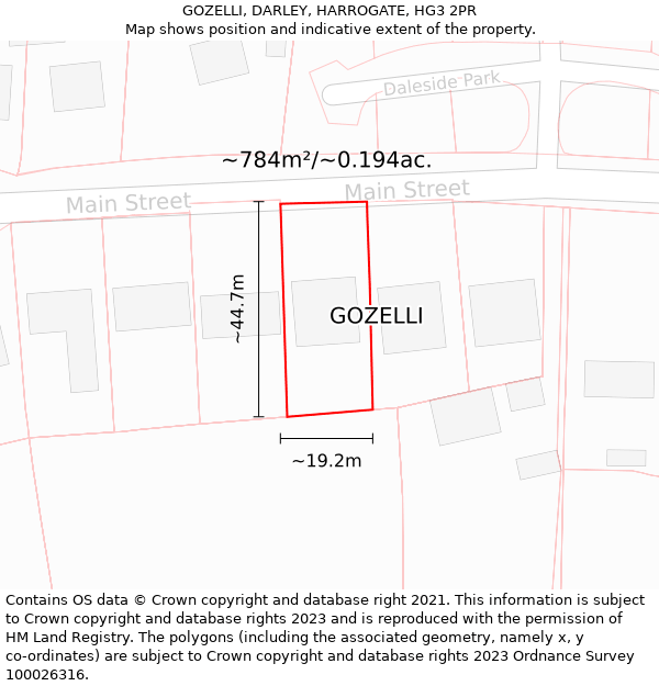 GOZELLI, DARLEY, HARROGATE, HG3 2PR: Plot and title map