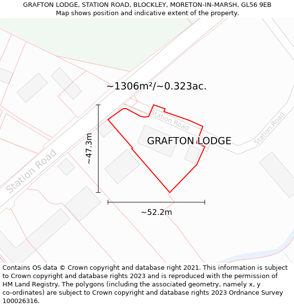 GRAFTON LODGE, STATION ROAD, BLOCKLEY, MORETON-IN-MARSH, GL56 9EB: Plot and title map