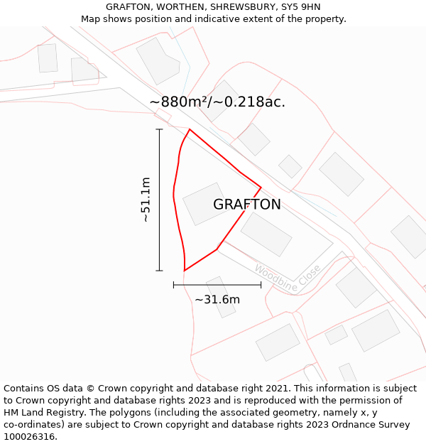 GRAFTON, WORTHEN, SHREWSBURY, SY5 9HN: Plot and title map