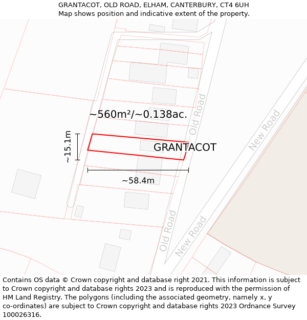 GRANTACOT, OLD ROAD, ELHAM, CANTERBURY, CT4 6UH: Plot and title map
