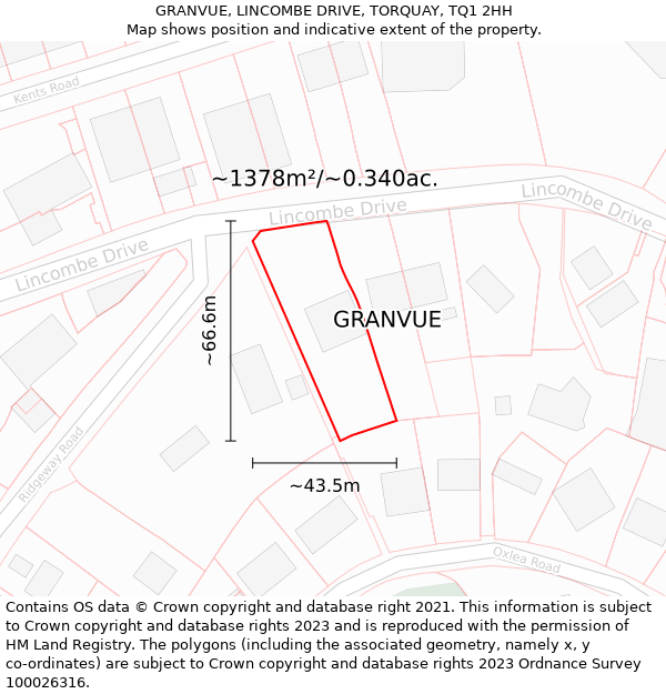 GRANVUE, LINCOMBE DRIVE, TORQUAY, TQ1 2HH: Plot and title map