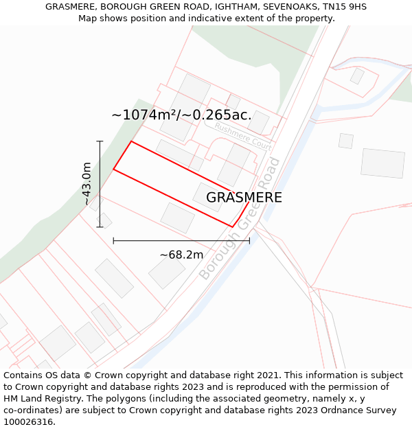 GRASMERE, BOROUGH GREEN ROAD, IGHTHAM, SEVENOAKS, TN15 9HS: Plot and title map