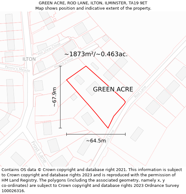 GREEN ACRE, ROD LANE, ILTON, ILMINSTER, TA19 9ET: Plot and title map