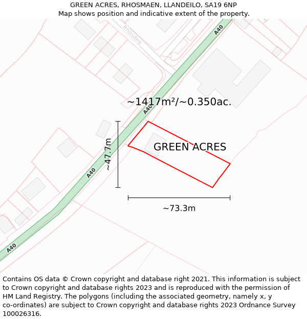 GREEN ACRES, RHOSMAEN, LLANDEILO, SA19 6NP: Plot and title map