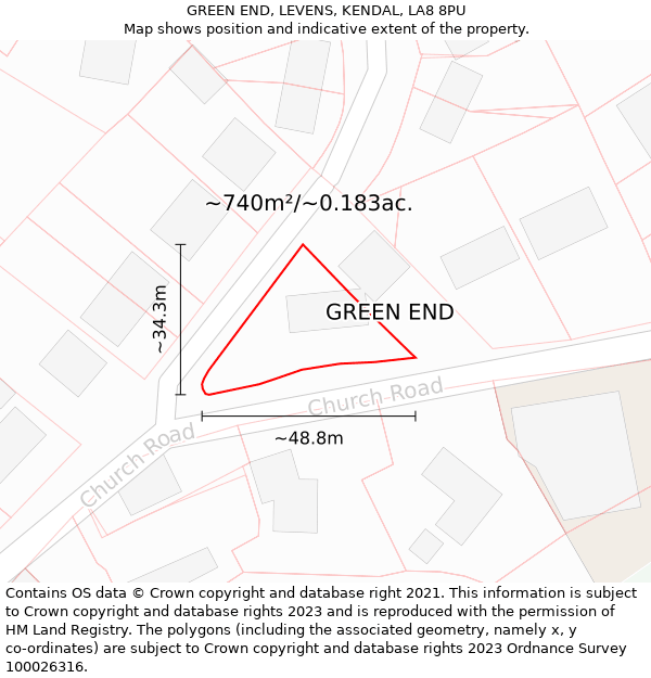 GREEN END, LEVENS, KENDAL, LA8 8PU: Plot and title map