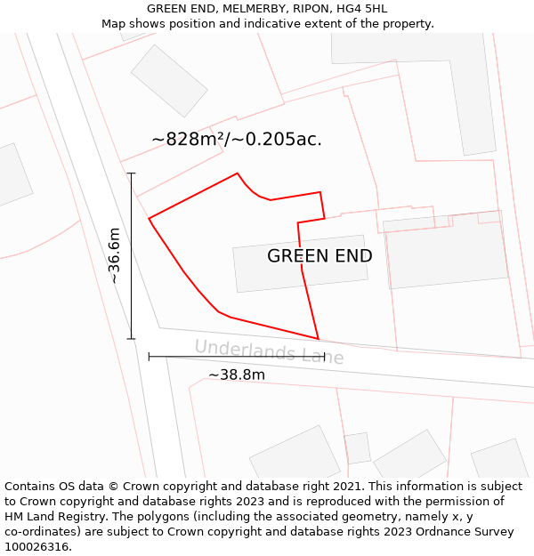 GREEN END, MELMERBY, RIPON, HG4 5HL: Plot and title map