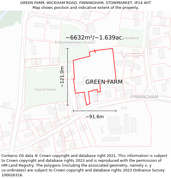 GREEN FARM, WICKHAM ROAD, FINNINGHAM, STOWMARKET, IP14 4HT: Plot and title map