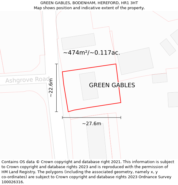 GREEN GABLES, BODENHAM, HEREFORD, HR1 3HT: Plot and title map