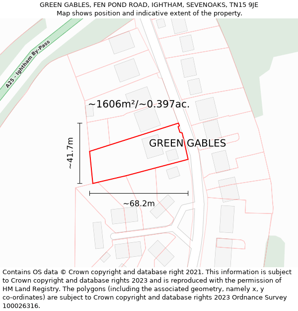 GREEN GABLES, FEN POND ROAD, IGHTHAM, SEVENOAKS, TN15 9JE: Plot and title map