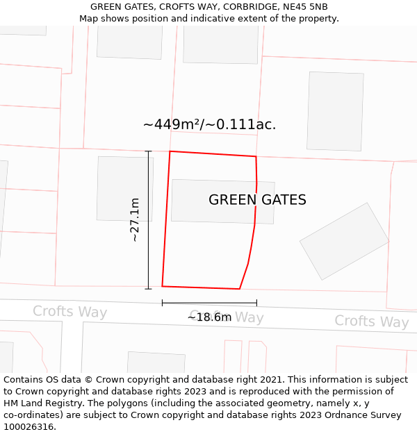 GREEN GATES, CROFTS WAY, CORBRIDGE, NE45 5NB: Plot and title map