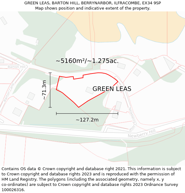 GREEN LEAS, BARTON HILL, BERRYNARBOR, ILFRACOMBE, EX34 9SP: Plot and title map