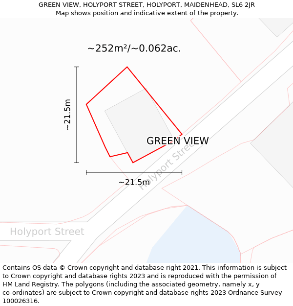 GREEN VIEW, HOLYPORT STREET, HOLYPORT, MAIDENHEAD, SL6 2JR: Plot and title map