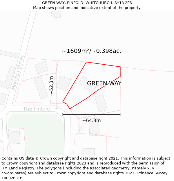 GREEN WAY, PINFOLD, WHITCHURCH, SY13 2ES: Plot and title map