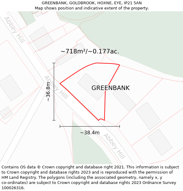 GREENBANK, GOLDBROOK, HOXNE, EYE, IP21 5AN: Plot and title map