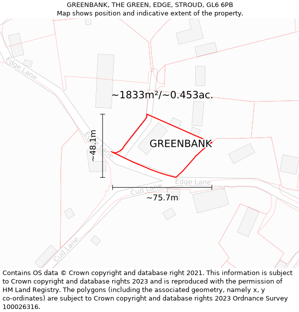 GREENBANK, THE GREEN, EDGE, STROUD, GL6 6PB: Plot and title map