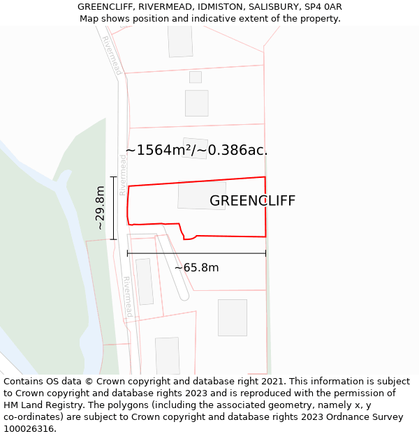 GREENCLIFF, RIVERMEAD, IDMISTON, SALISBURY, SP4 0AR: Plot and title map