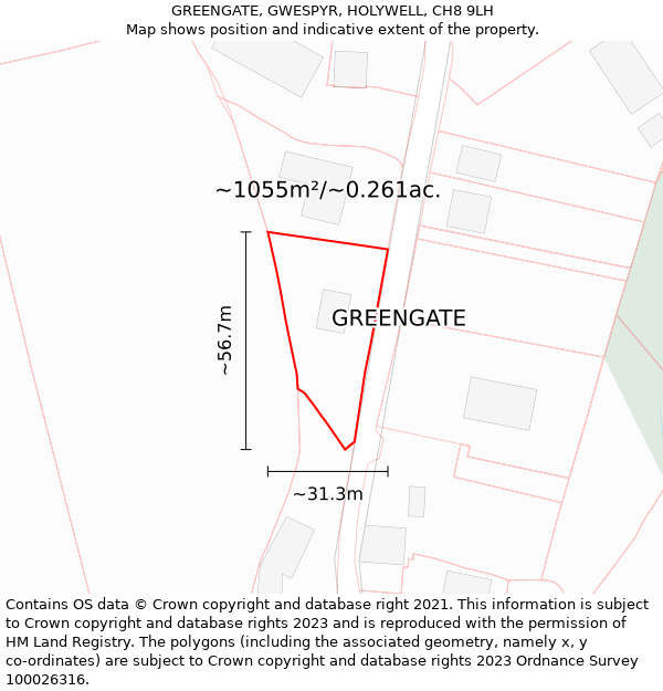 GREENGATE, GWESPYR, HOLYWELL, CH8 9LH: Plot and title map