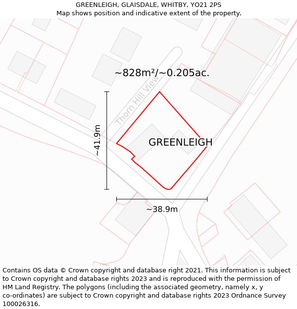 GREENLEIGH, GLAISDALE, WHITBY, YO21 2PS: Plot and title map