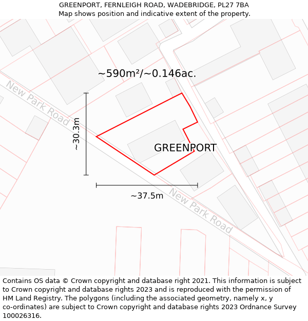 GREENPORT, FERNLEIGH ROAD, WADEBRIDGE, PL27 7BA: Plot and title map