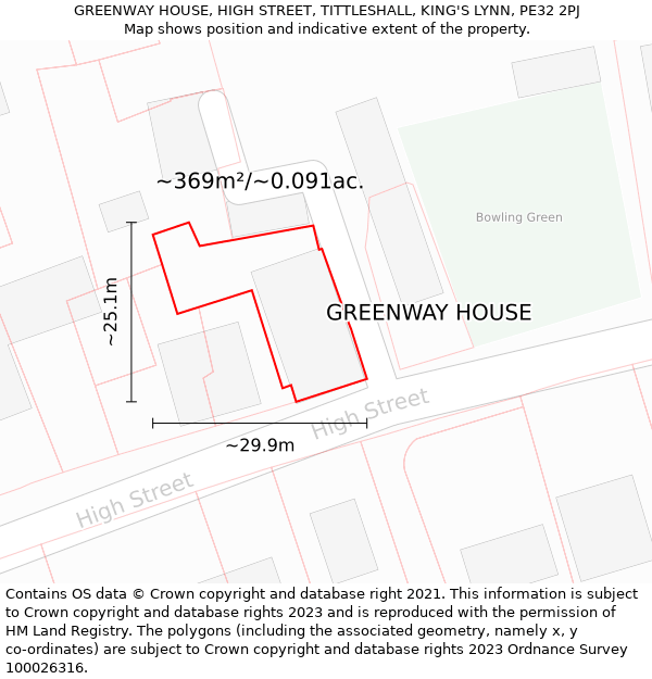 GREENWAY HOUSE, HIGH STREET, TITTLESHALL, KING'S LYNN, PE32 2PJ: Plot and title map