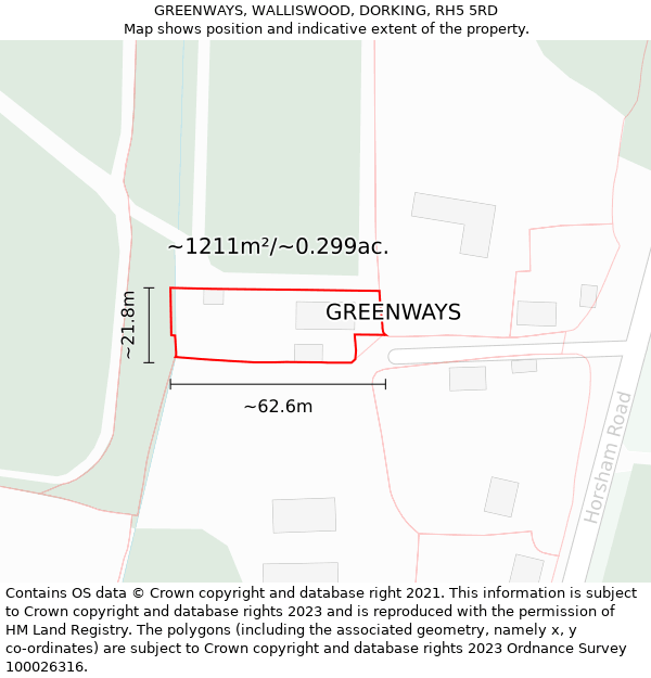 GREENWAYS, WALLISWOOD, DORKING, RH5 5RD: Plot and title map