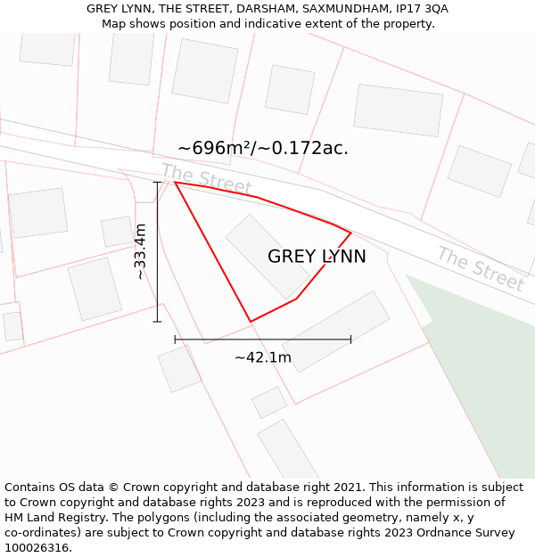 GREY LYNN, THE STREET, DARSHAM, SAXMUNDHAM, IP17 3QA: Plot and title map