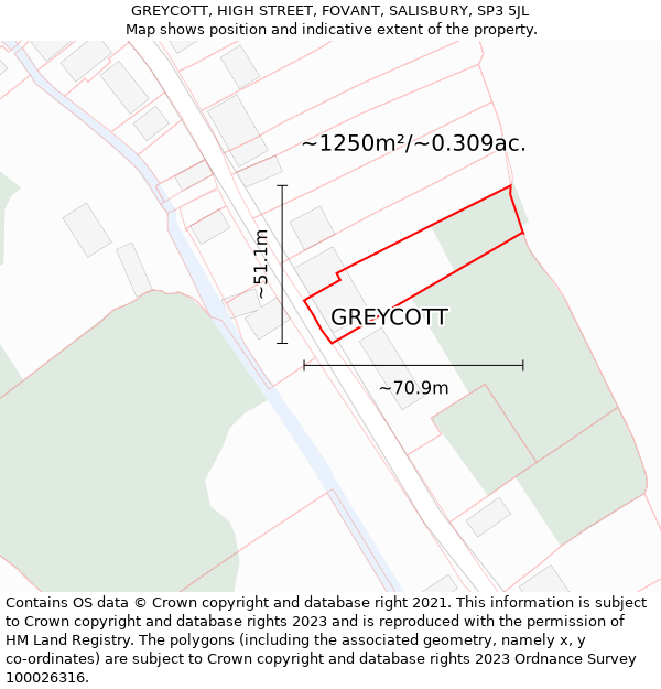 GREYCOTT, HIGH STREET, FOVANT, SALISBURY, SP3 5JL: Plot and title map