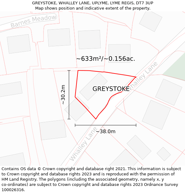 GREYSTOKE, WHALLEY LANE, UPLYME, LYME REGIS, DT7 3UP: Plot and title map