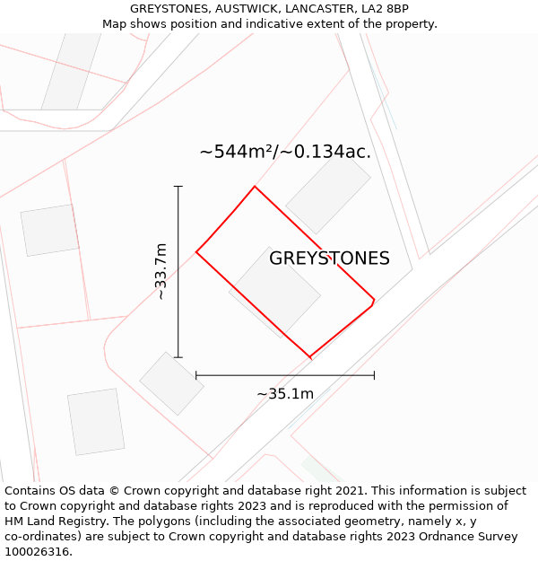 GREYSTONES, AUSTWICK, LANCASTER, LA2 8BP: Plot and title map