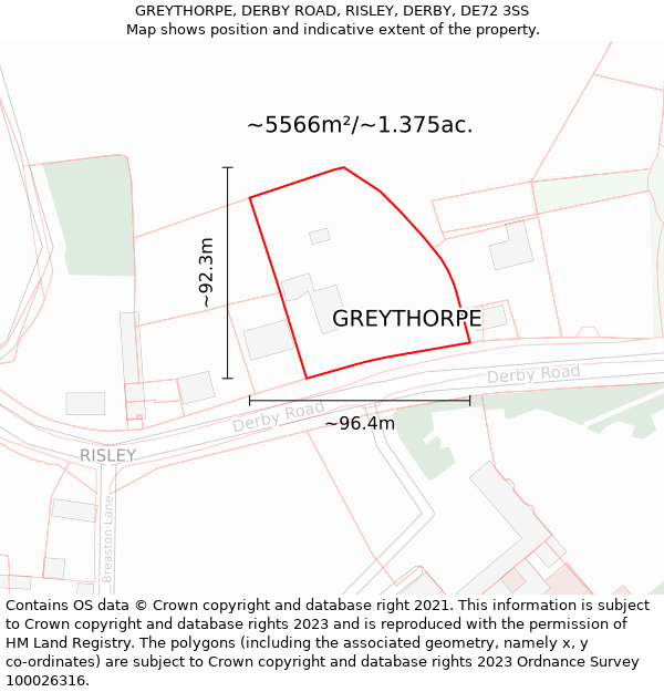 GREYTHORPE, DERBY ROAD, RISLEY, DERBY, DE72 3SS: Plot and title map