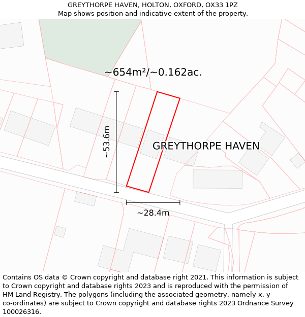 GREYTHORPE HAVEN, HOLTON, OXFORD, OX33 1PZ: Plot and title map
