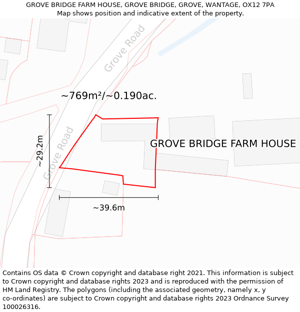GROVE BRIDGE FARM HOUSE, GROVE BRIDGE, GROVE, WANTAGE, OX12 7PA: Plot and title map
