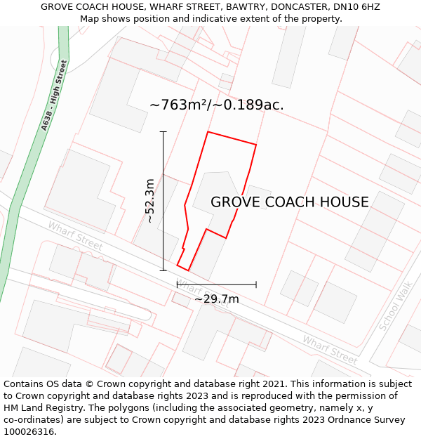 GROVE COACH HOUSE, WHARF STREET, BAWTRY, DONCASTER, DN10 6HZ: Plot and title map