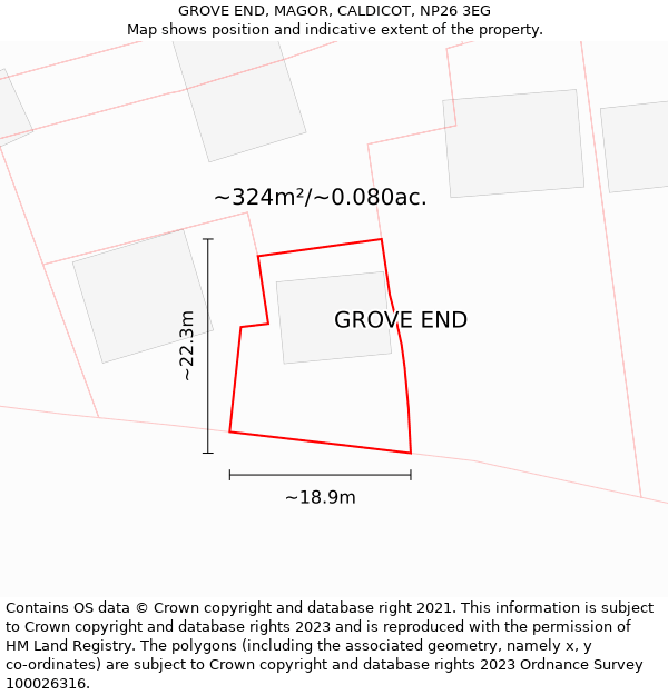GROVE END, MAGOR, CALDICOT, NP26 3EG: Plot and title map