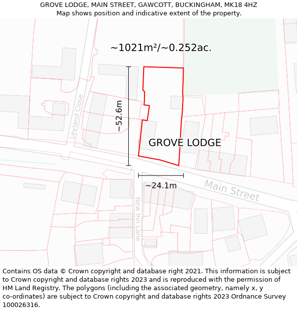 GROVE LODGE, MAIN STREET, GAWCOTT, BUCKINGHAM, MK18 4HZ: Plot and title map