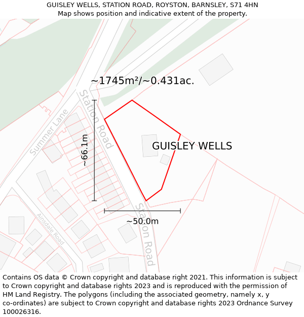 GUISLEY WELLS, STATION ROAD, ROYSTON, BARNSLEY, S71 4HN: Plot and title map