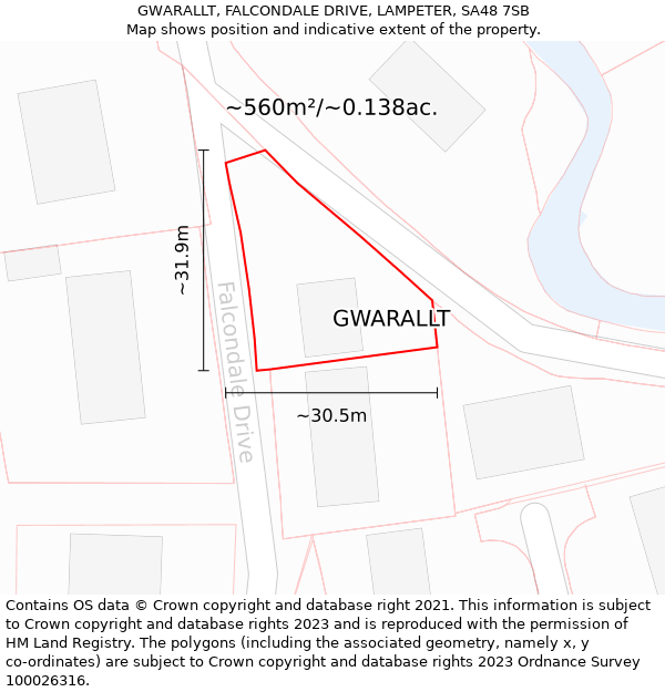 GWARALLT, FALCONDALE DRIVE, LAMPETER, SA48 7SB: Plot and title map