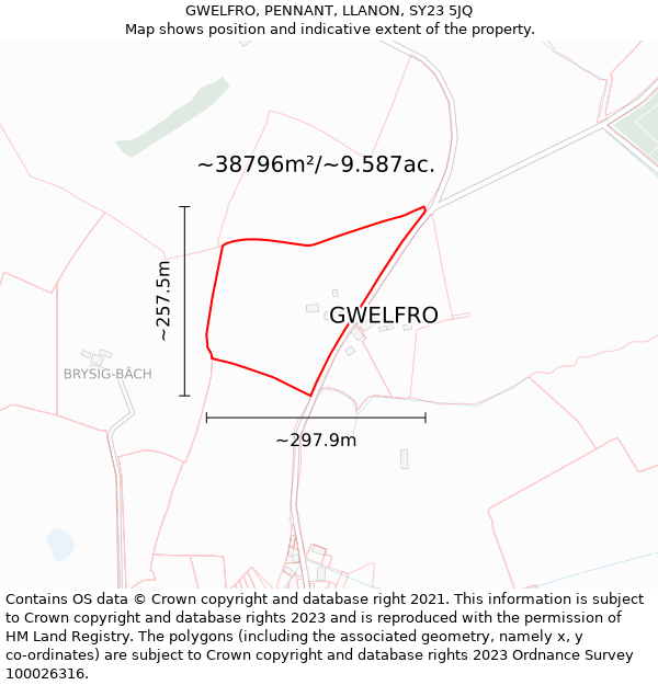 GWELFRO, PENNANT, LLANON, SY23 5JQ: Plot and title map