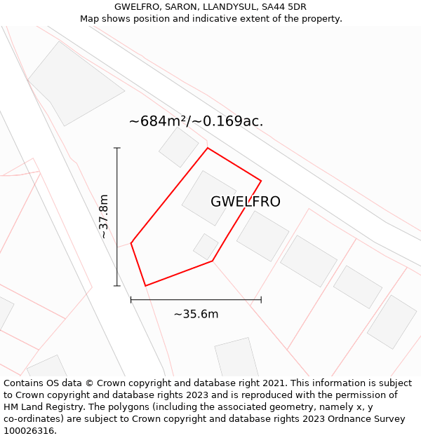 GWELFRO, SARON, LLANDYSUL, SA44 5DR: Plot and title map