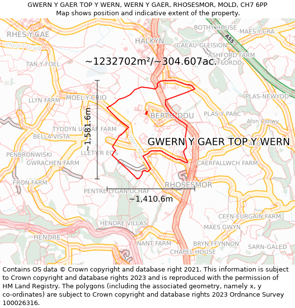 GWERN Y GAER TOP Y WERN, WERN Y GAER, RHOSESMOR, MOLD, CH7 6PP: Plot and title map